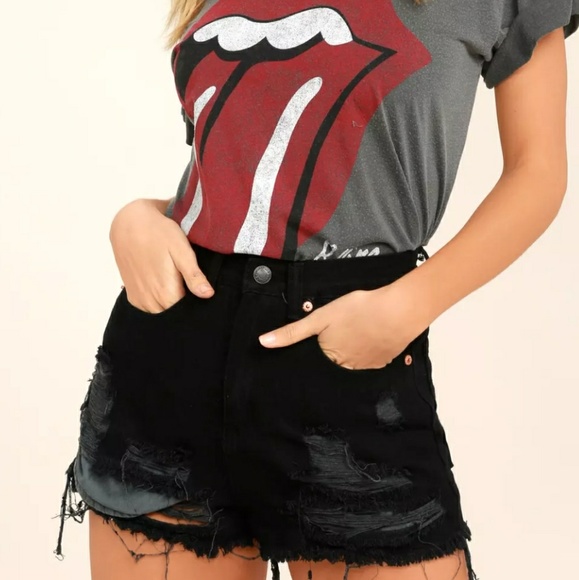 PRICE FIRMBlack Distressed Denim Cutoff Shorts - Picture 3 of 5